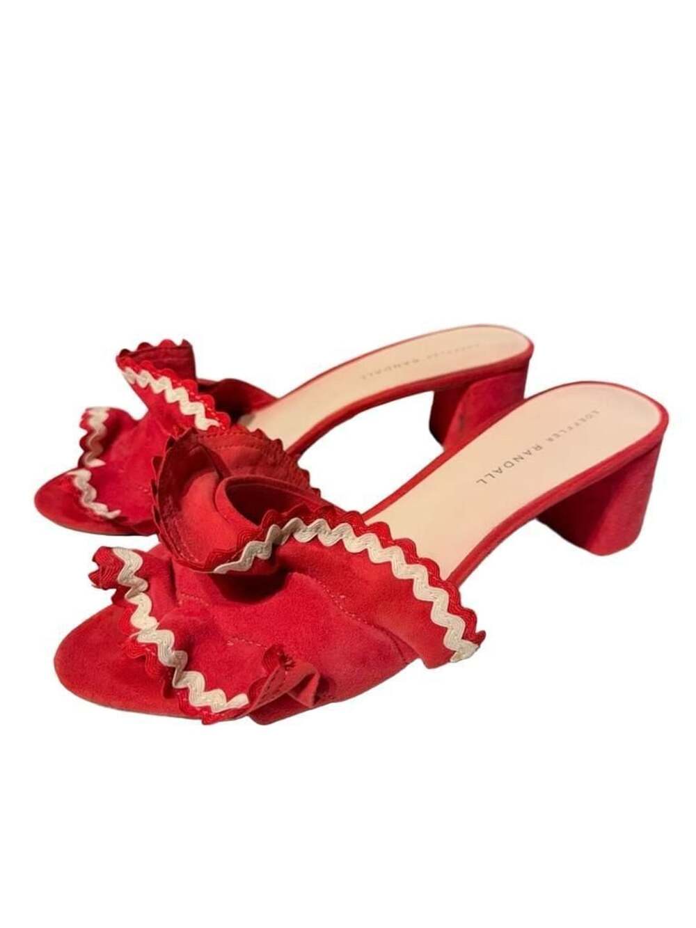 Loeffler Randall Vera Ruffle Slide Size 9.5 Red Suede